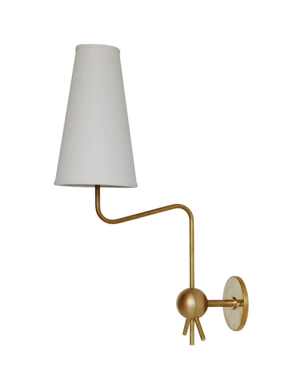 linen and brass sconce by Huey, view 3