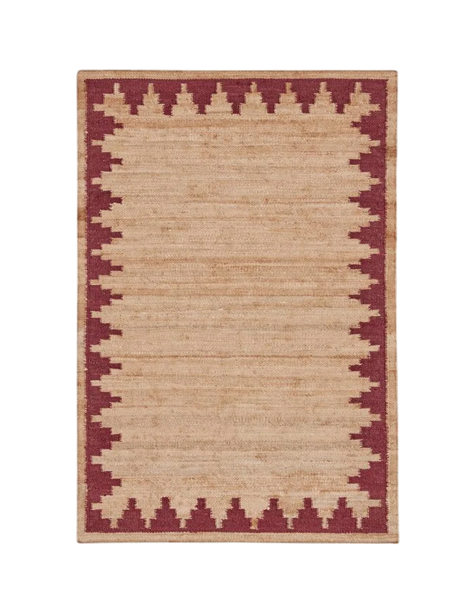 stepped border jute rug in navy by John Lewis