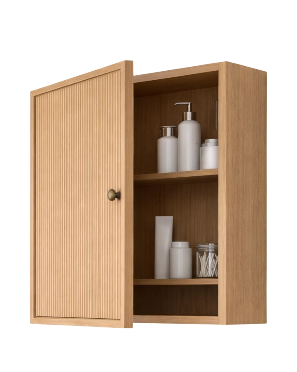 oak reeded bathroom cabinet by Parker Howley