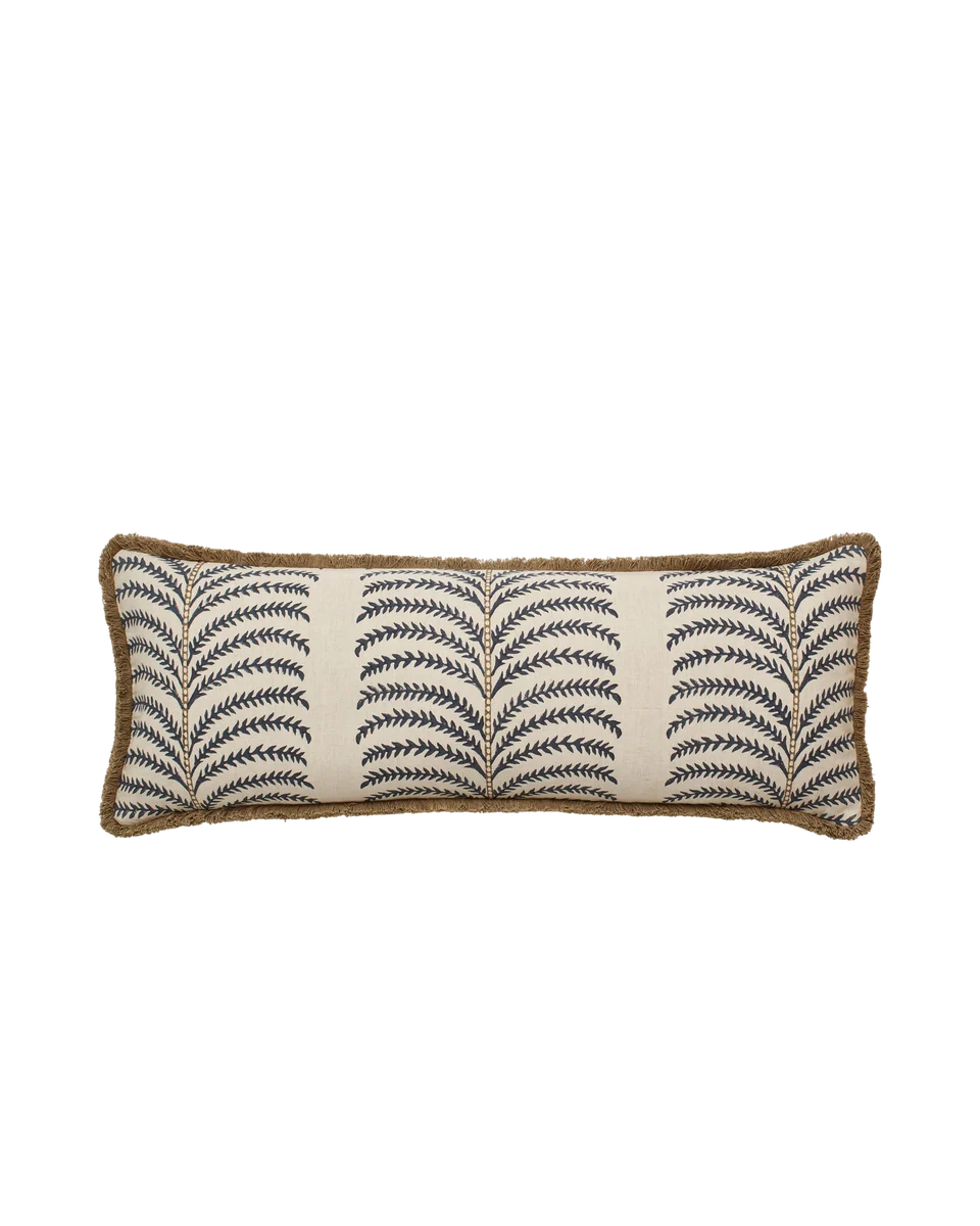blue bolster cushion cover by OKA