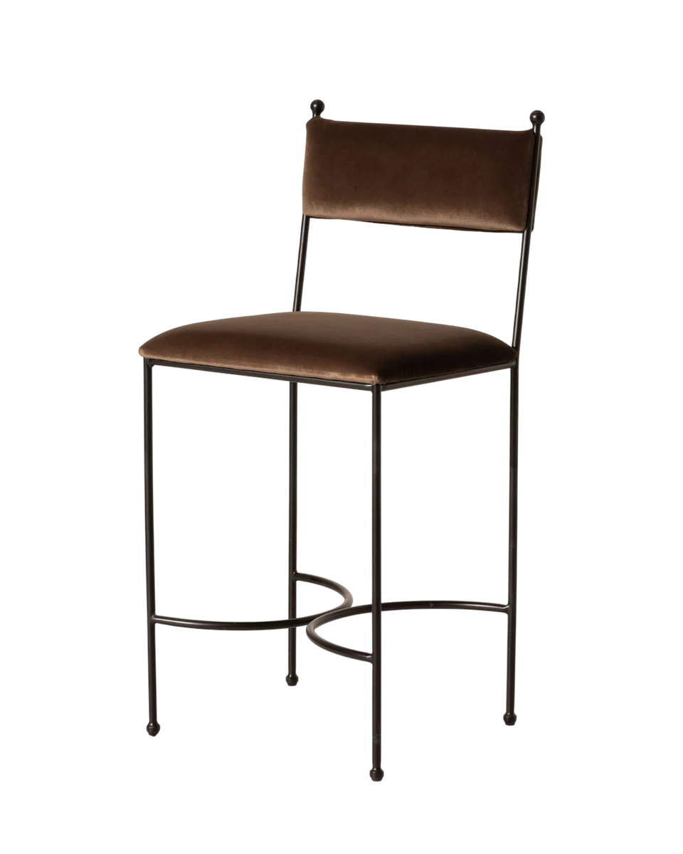 metal and velvet bar stool by Six The Residence, view 2