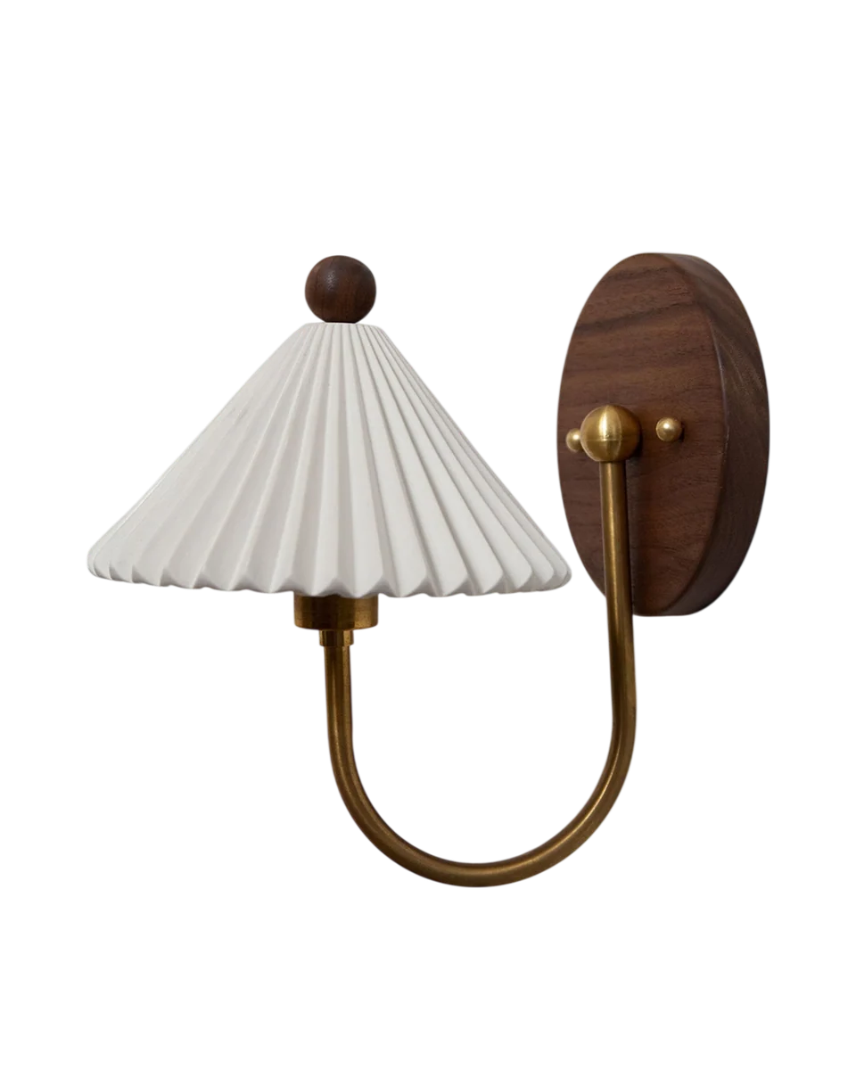 ceramic pleated shade wall sconce by Huey, view 2