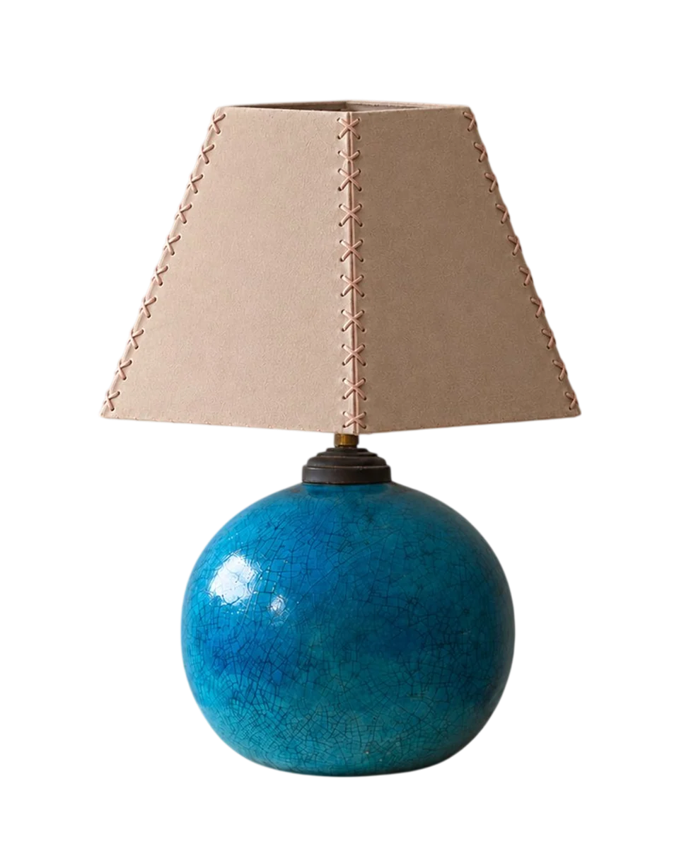 leather whip stitched lampshade by Mudlark & Co