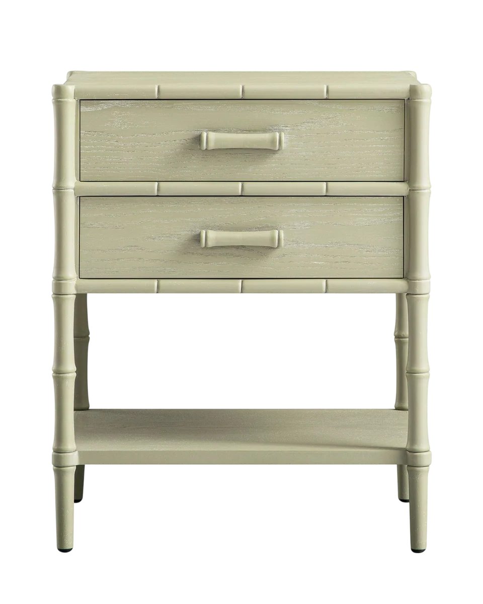 sage green faux bamboo bedside table in sage by Daals
