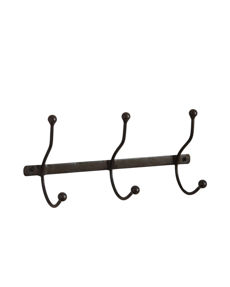 rama iron coat hook rail in black by Willow & Stone, view 2