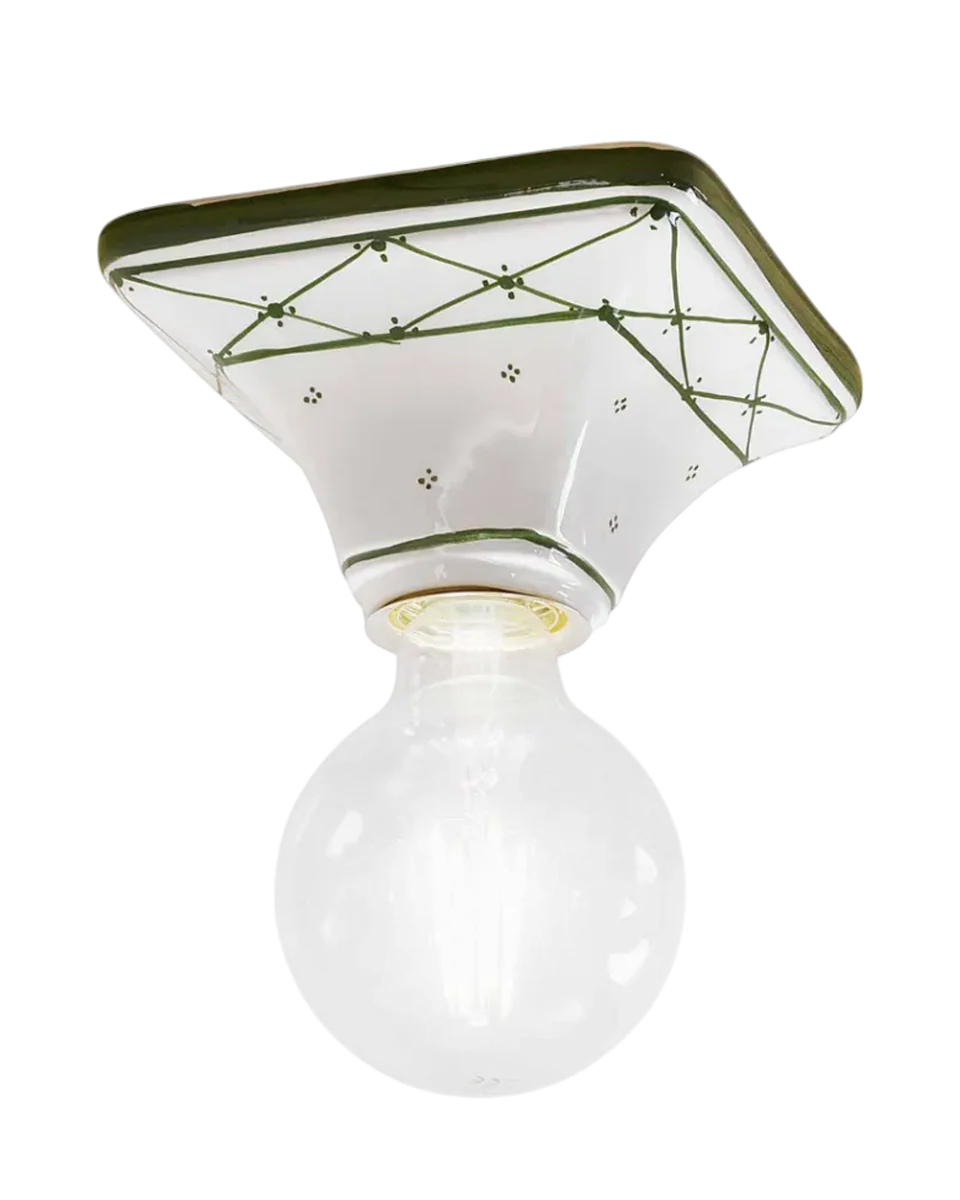 decorated ceramic rustic ceiling lamp in white by Viadurini