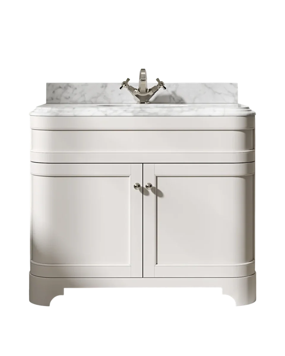 fluted vanity unit with marble top