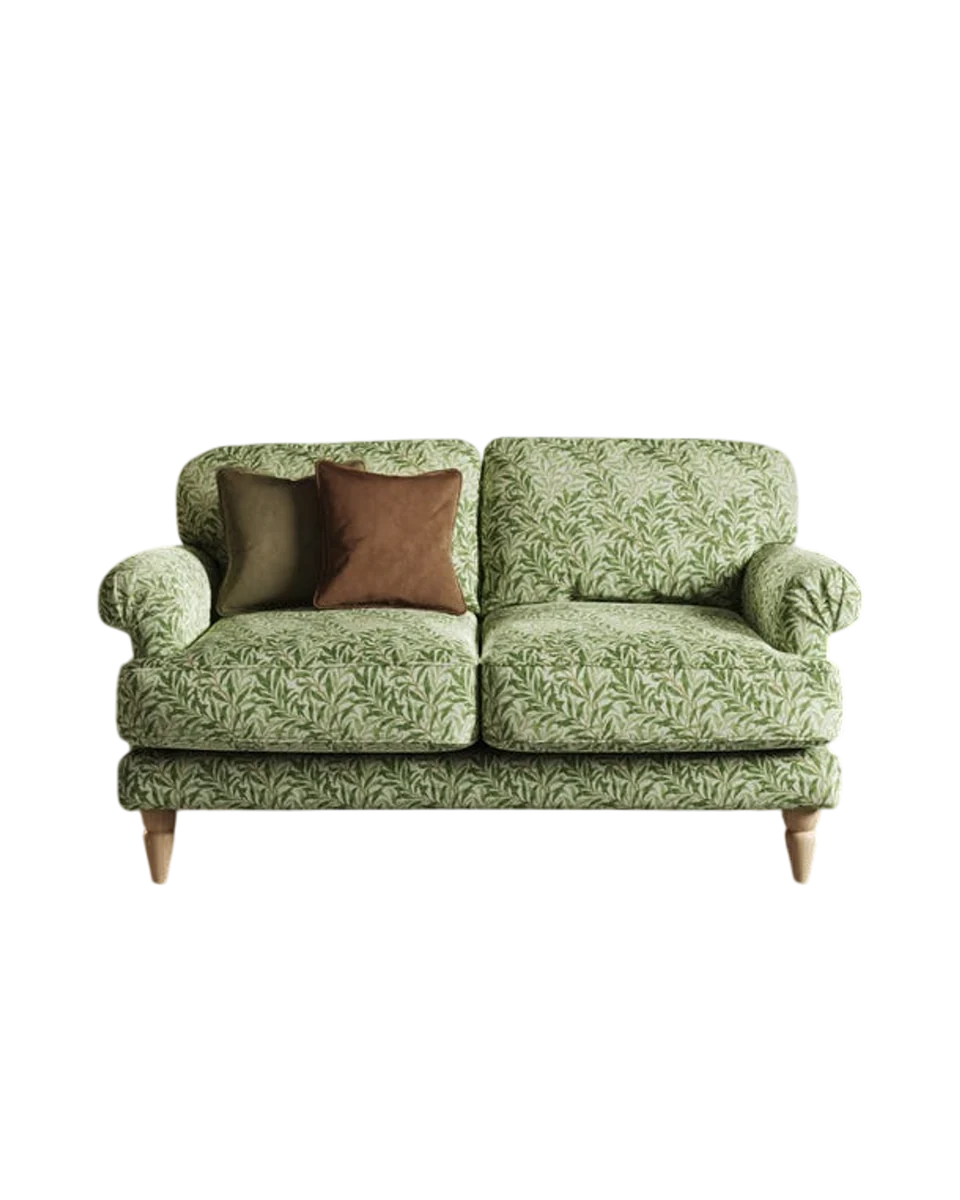 william morris print scroll arm two seater sofa in green by Dunelm