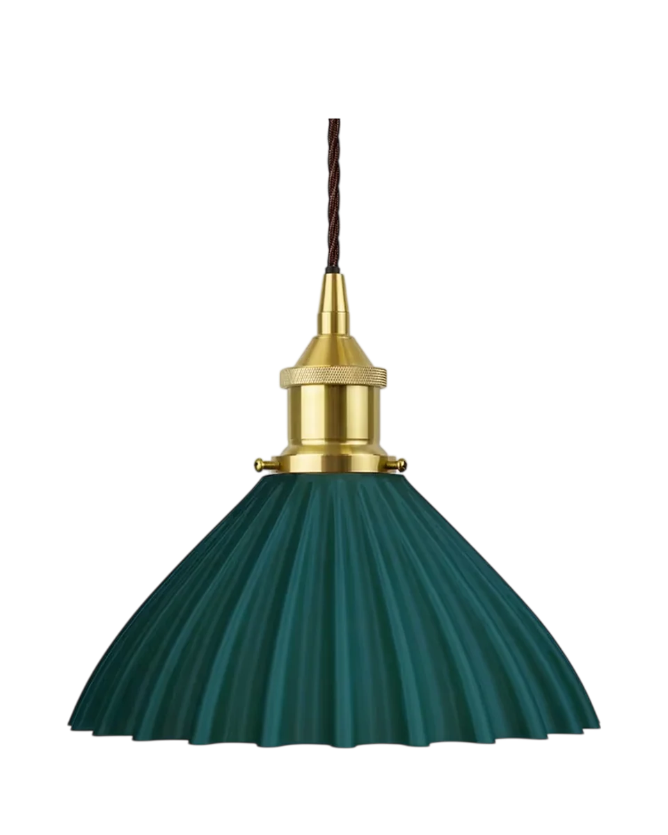 emerald green scalloped pendant light in emerald by The Soho Lighting Company