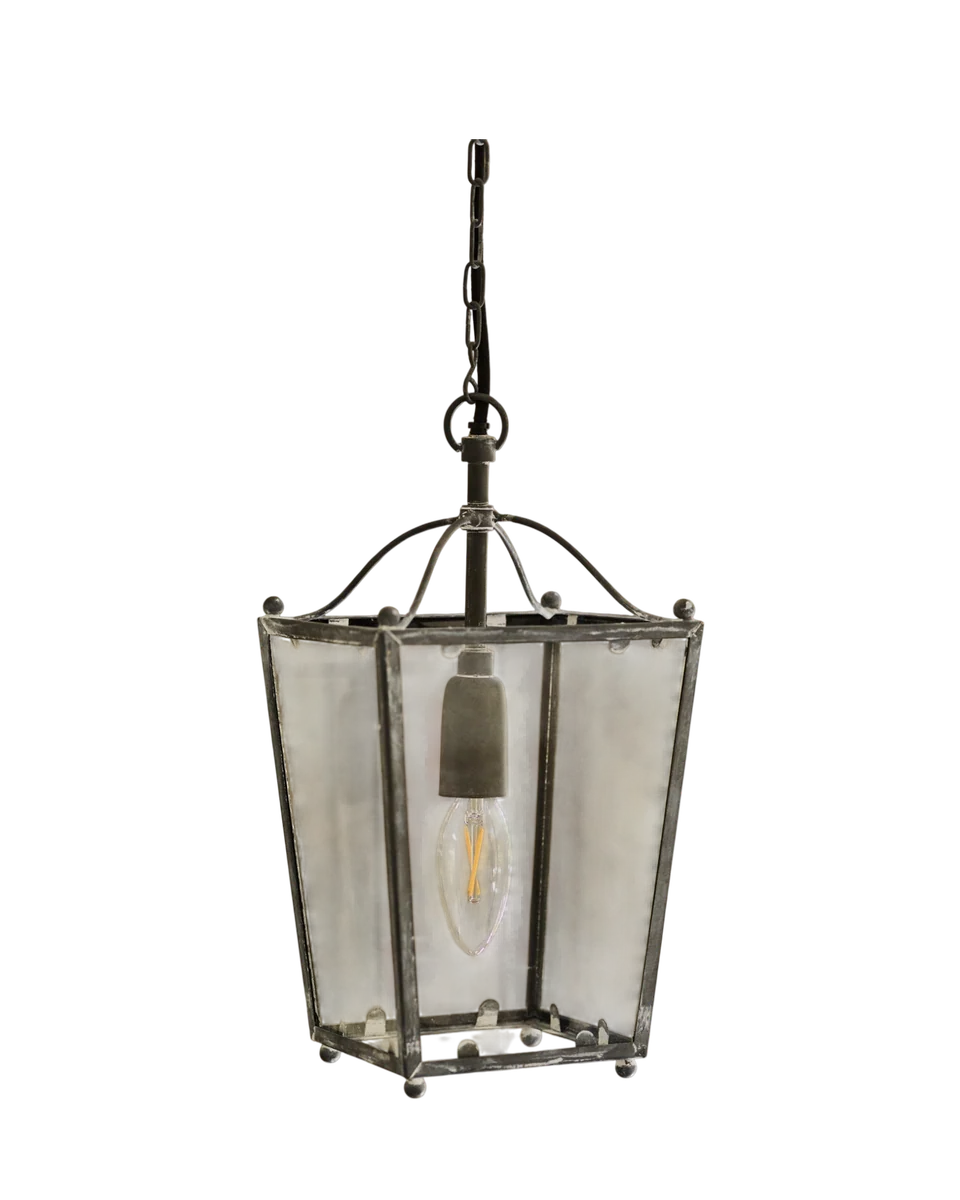 rustic iron lantern in grey by Rowen & Wren