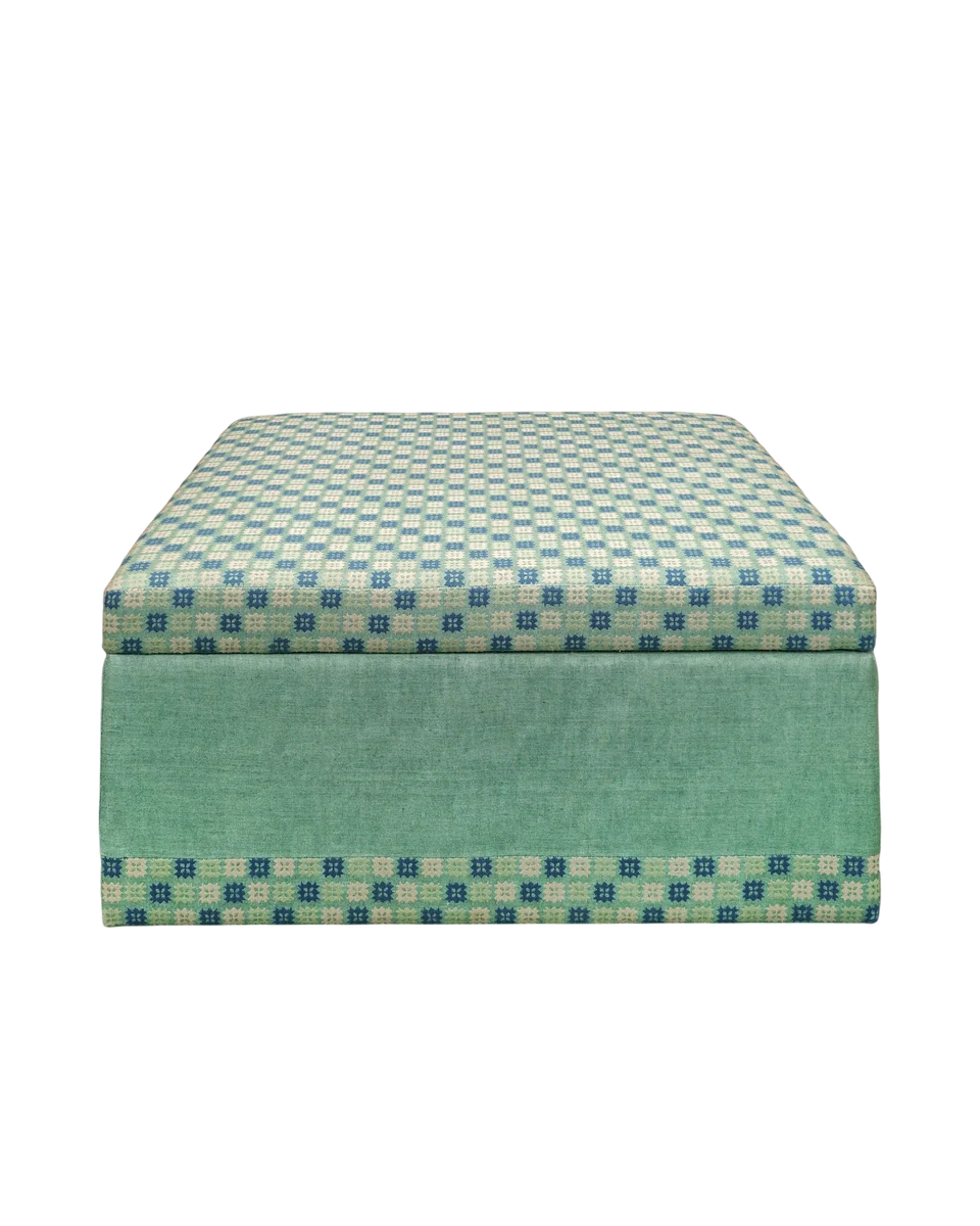 embroidered linen ottoman by Birdie Fortescue