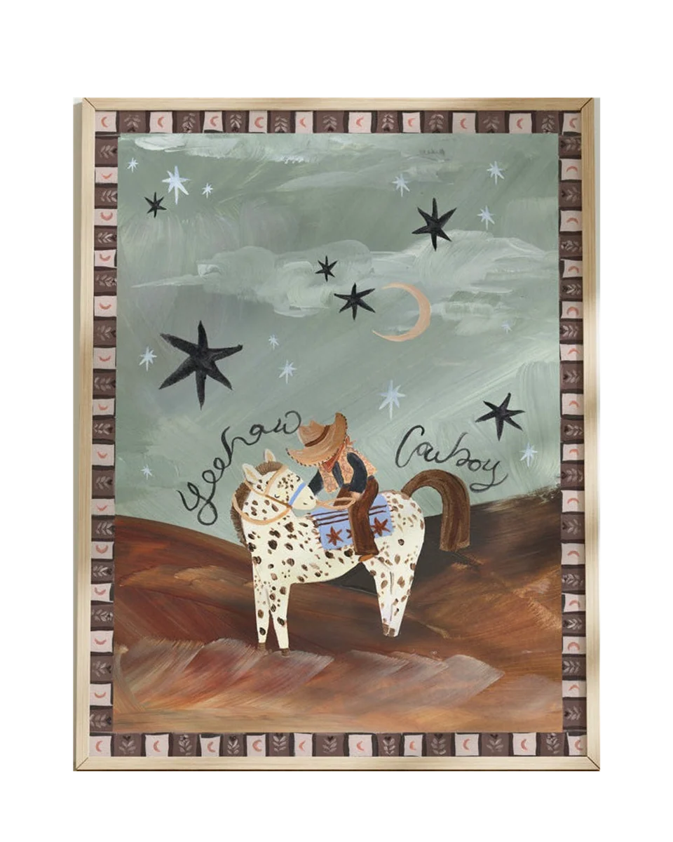 desert cowboy horse art print in multi by Ando Stores