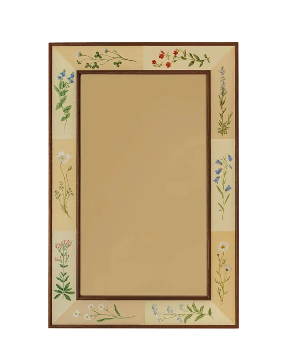 floral handpainted mahogany mirror