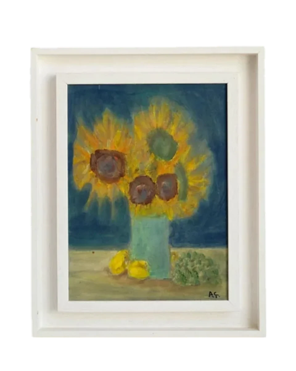 sunflowers in blue framed