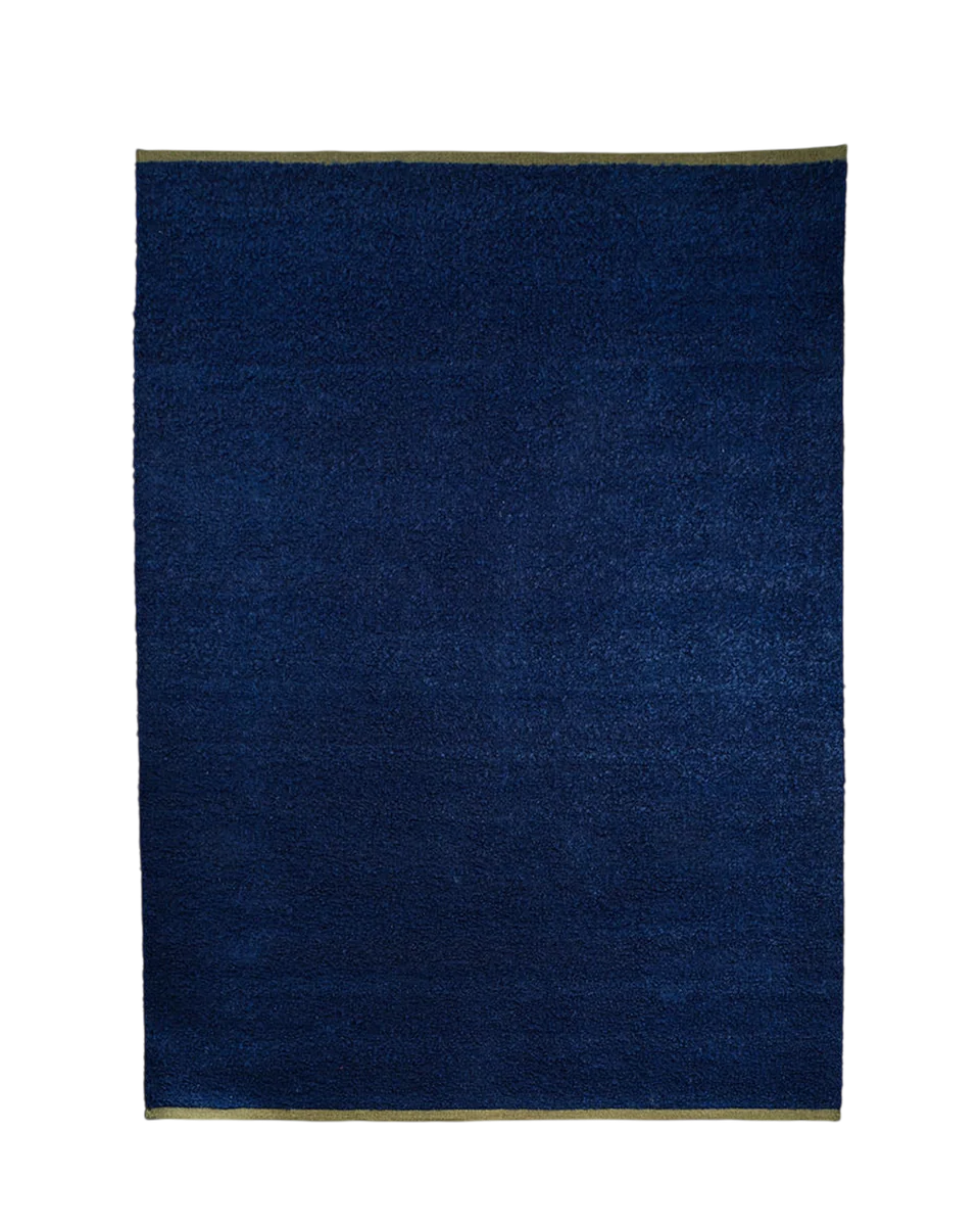 blue boucle wool rug
