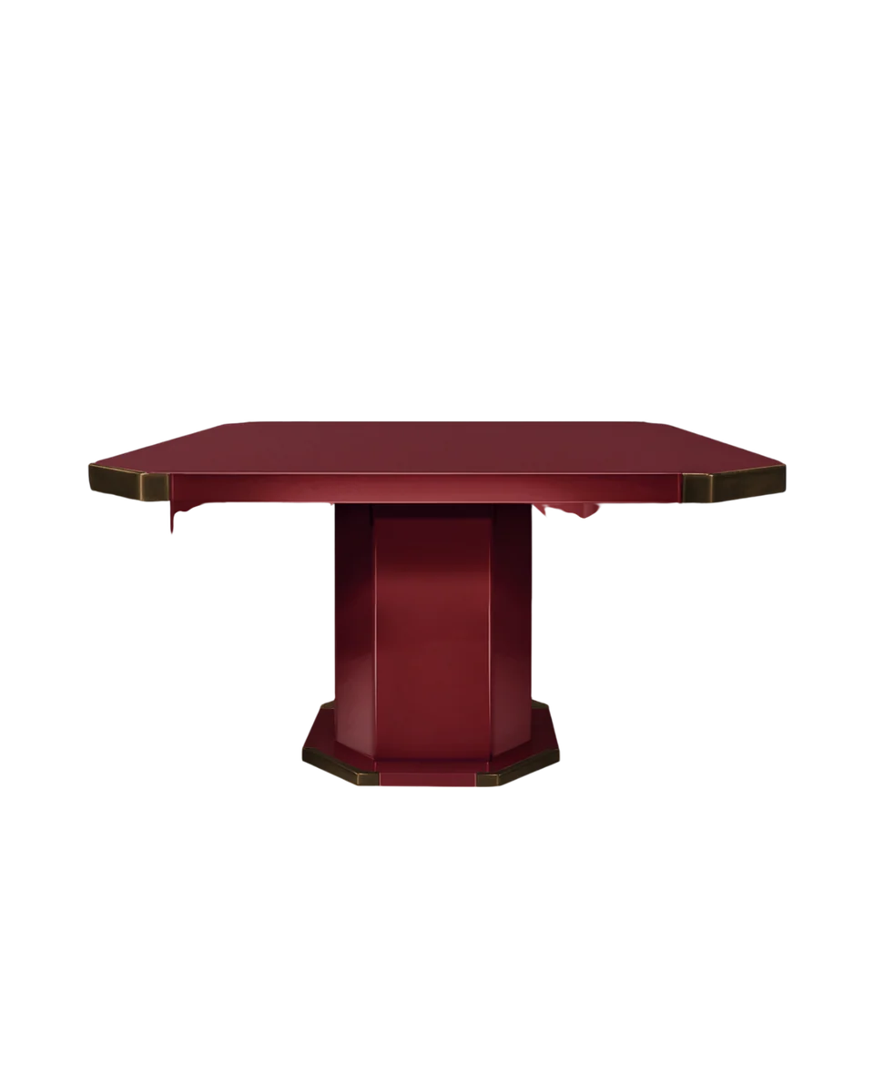 high-gloss lacquered octagonal pedestal dining table