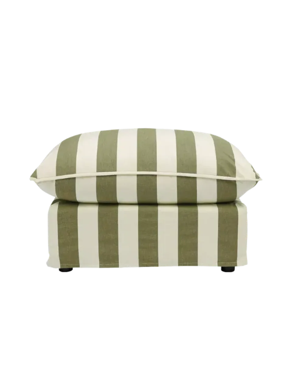 Cocobella Grand Ottoman in Spring Green Stripe