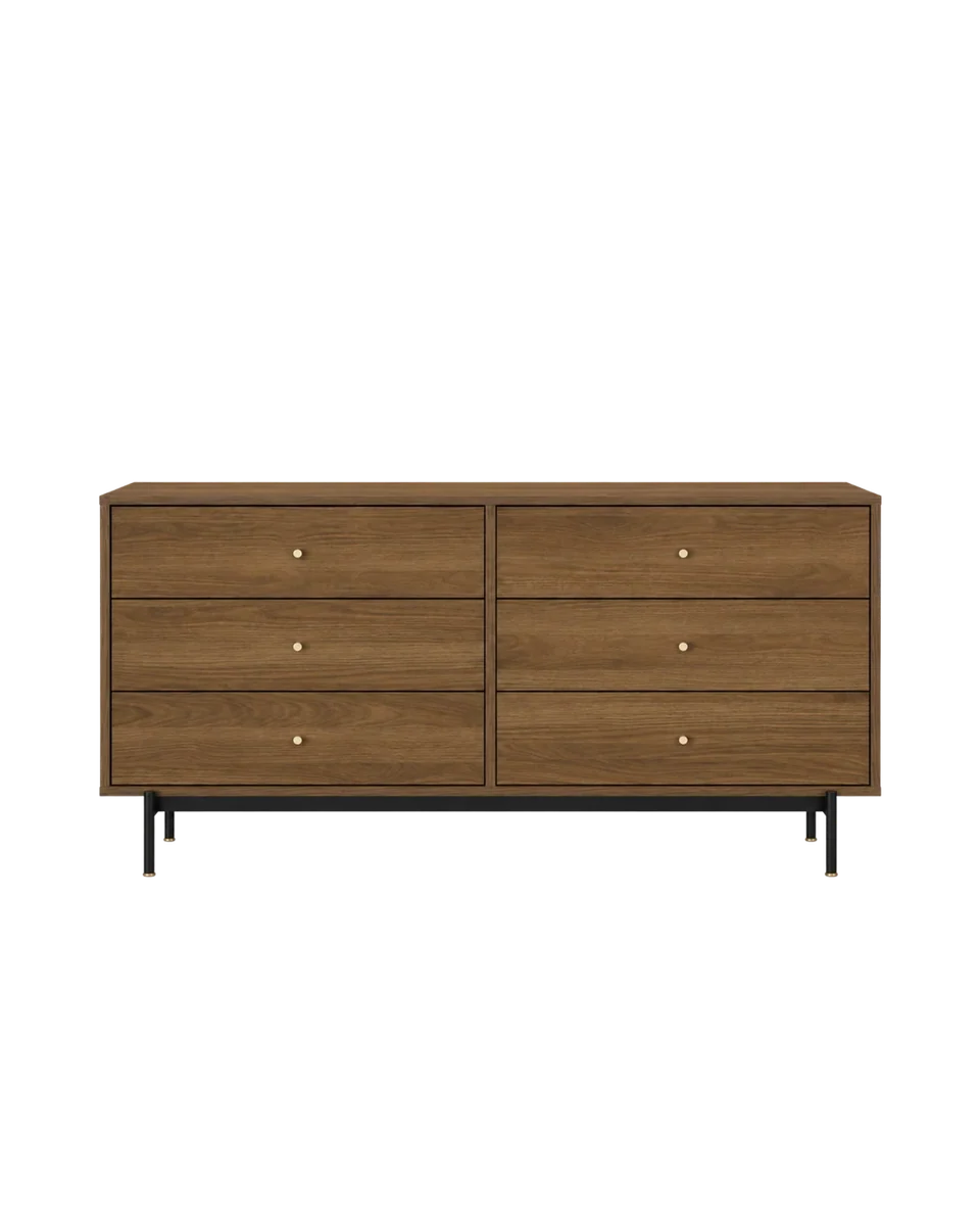dark wood veneer double chest of drawers by IKEA