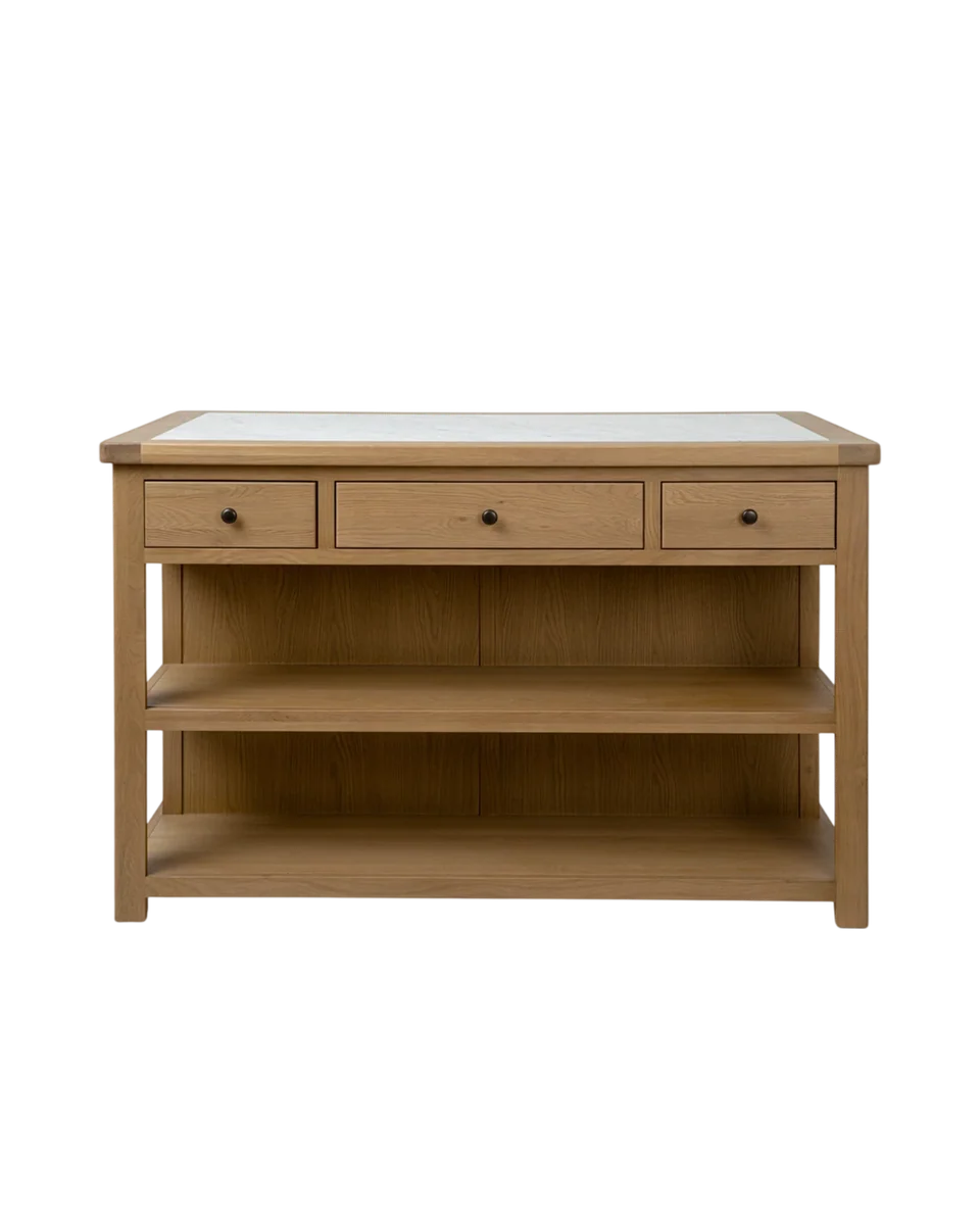 oak & marble kitchen island by Garden Trading