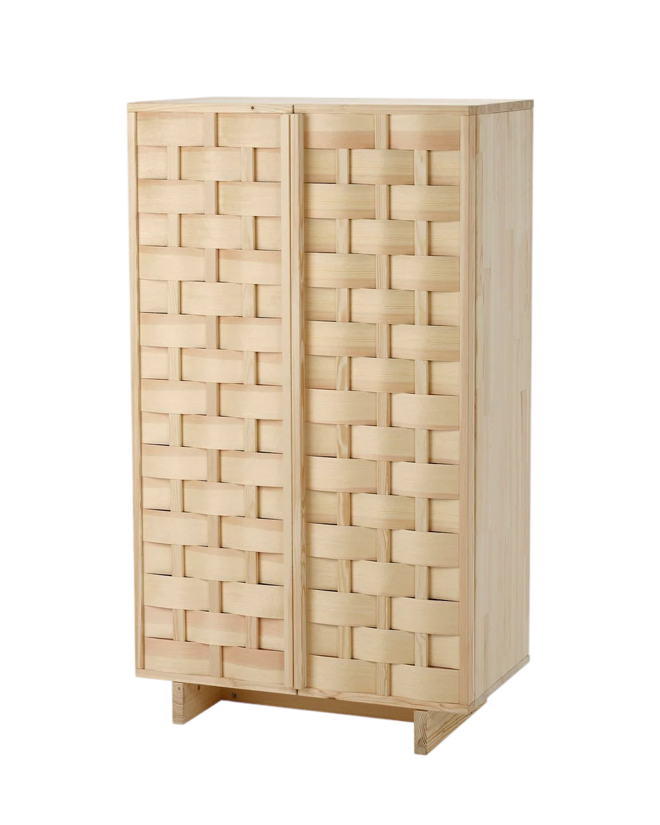handwoven pine cabinet in natural by IKEA