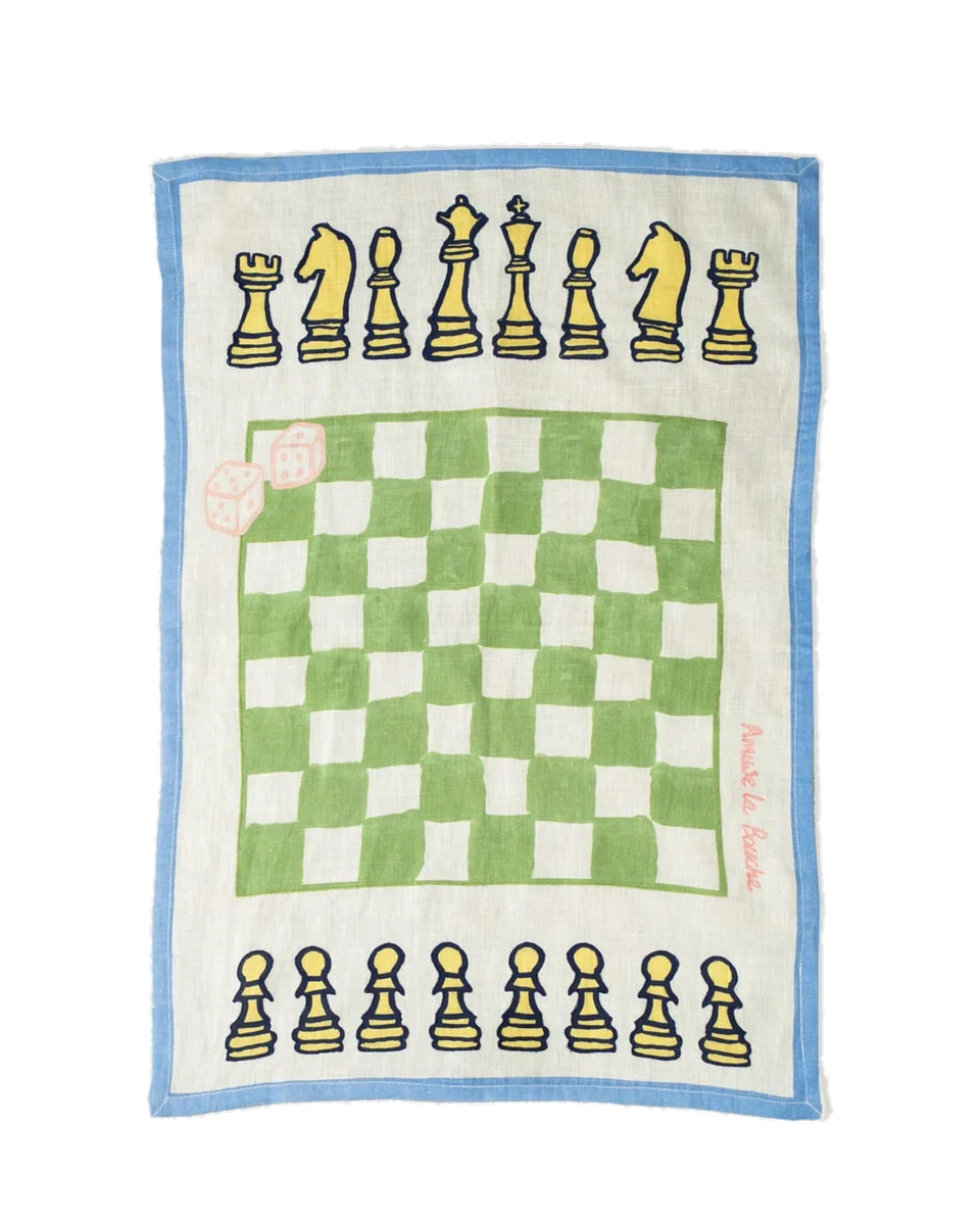 linen chess tea towel by Samriddhi