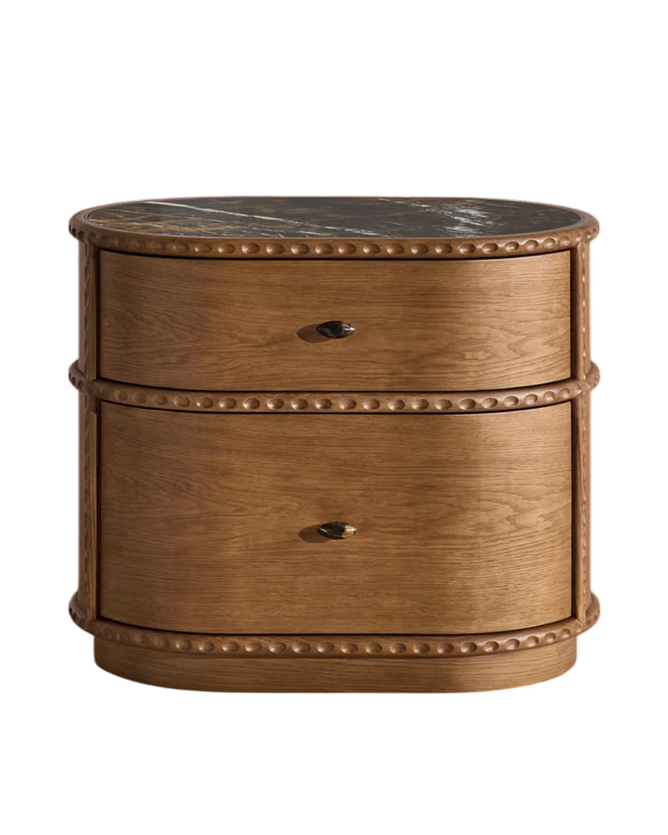Curved Black Marble Top Bedside Drawers by Soho Home