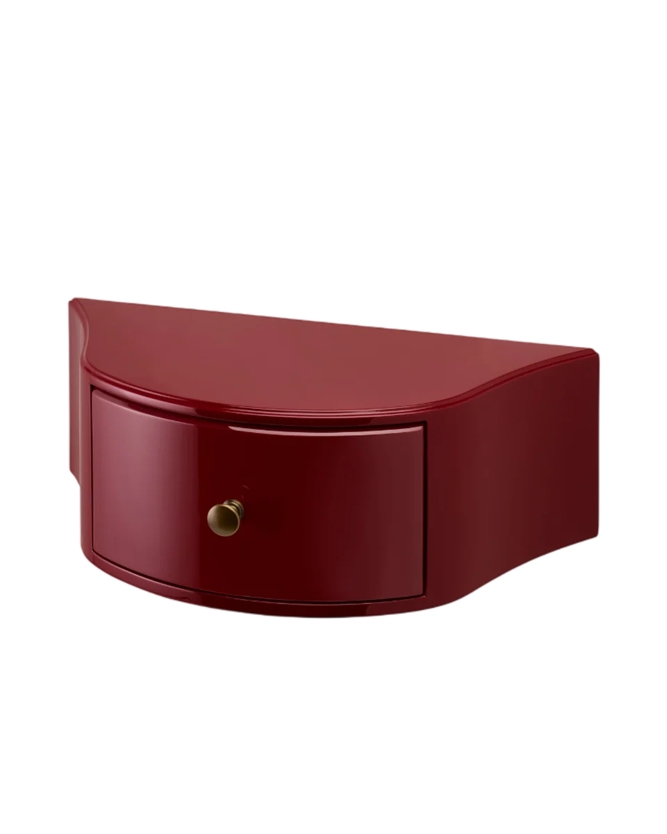 lacquered floating bedside table by Campbell Rey