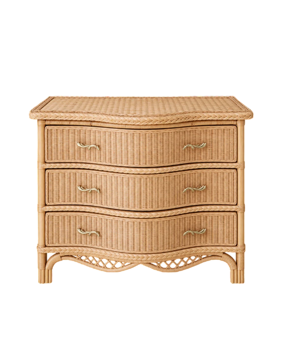 navy rattan chest of drawers