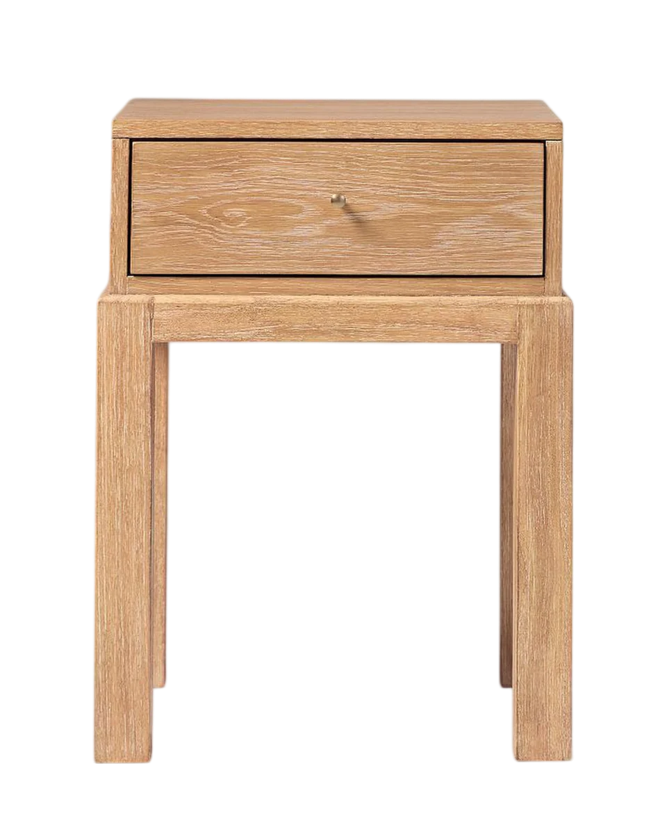 cerused oak mini bedside table in natural by West Elm