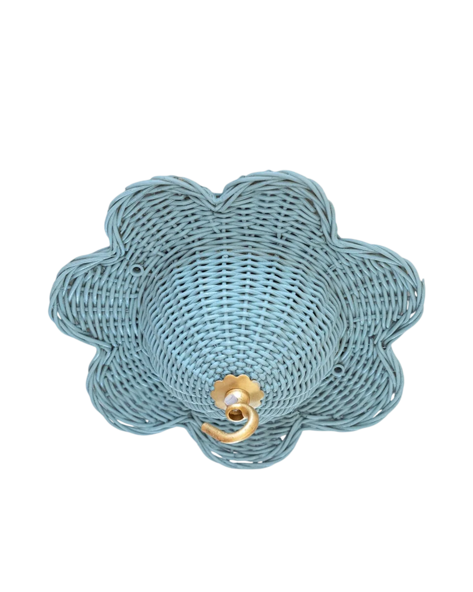 mandala rattan ceiling rose, light blue by Hastshilp