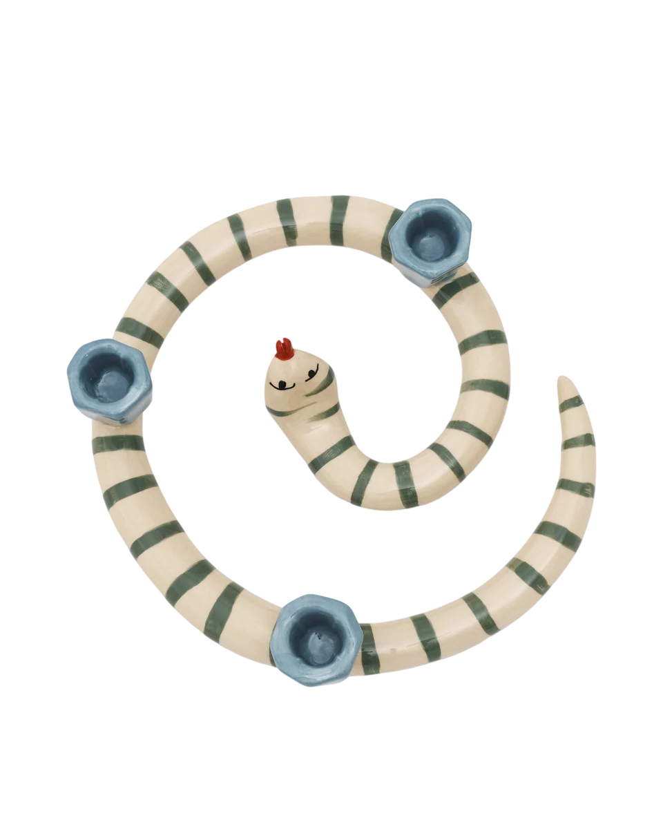 striped snake candleholder by Porta