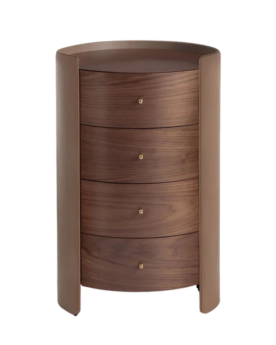 walnut and leather bedside drawers by La Redoute