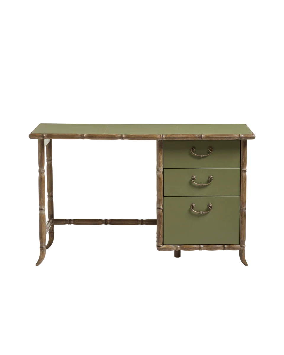 bamboo detail green desk by OKA