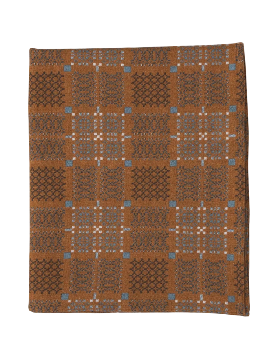 rust multicoloured welsh blanket by Melin Tregwynt