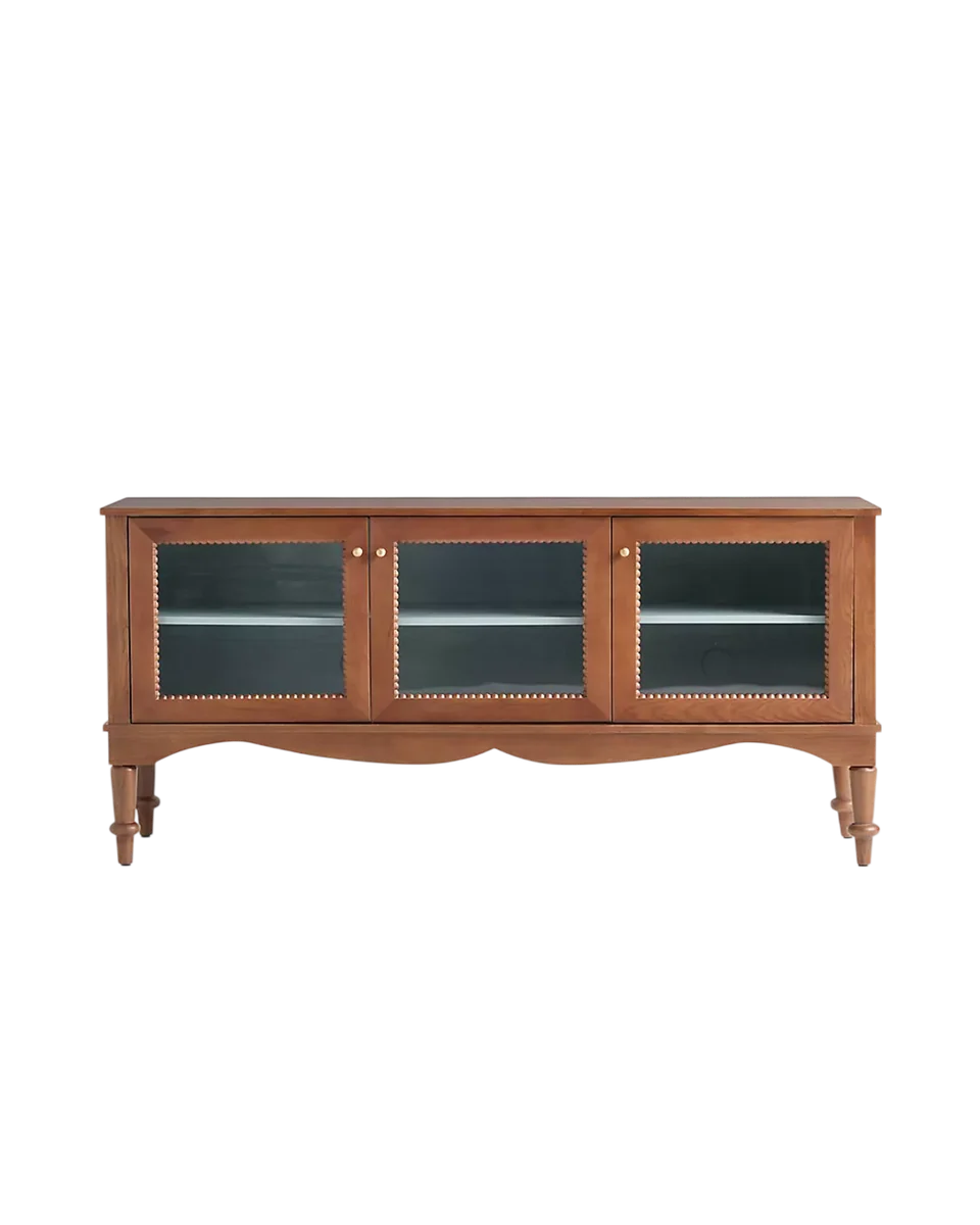 ash wood and glass sideboard by Anthropologie