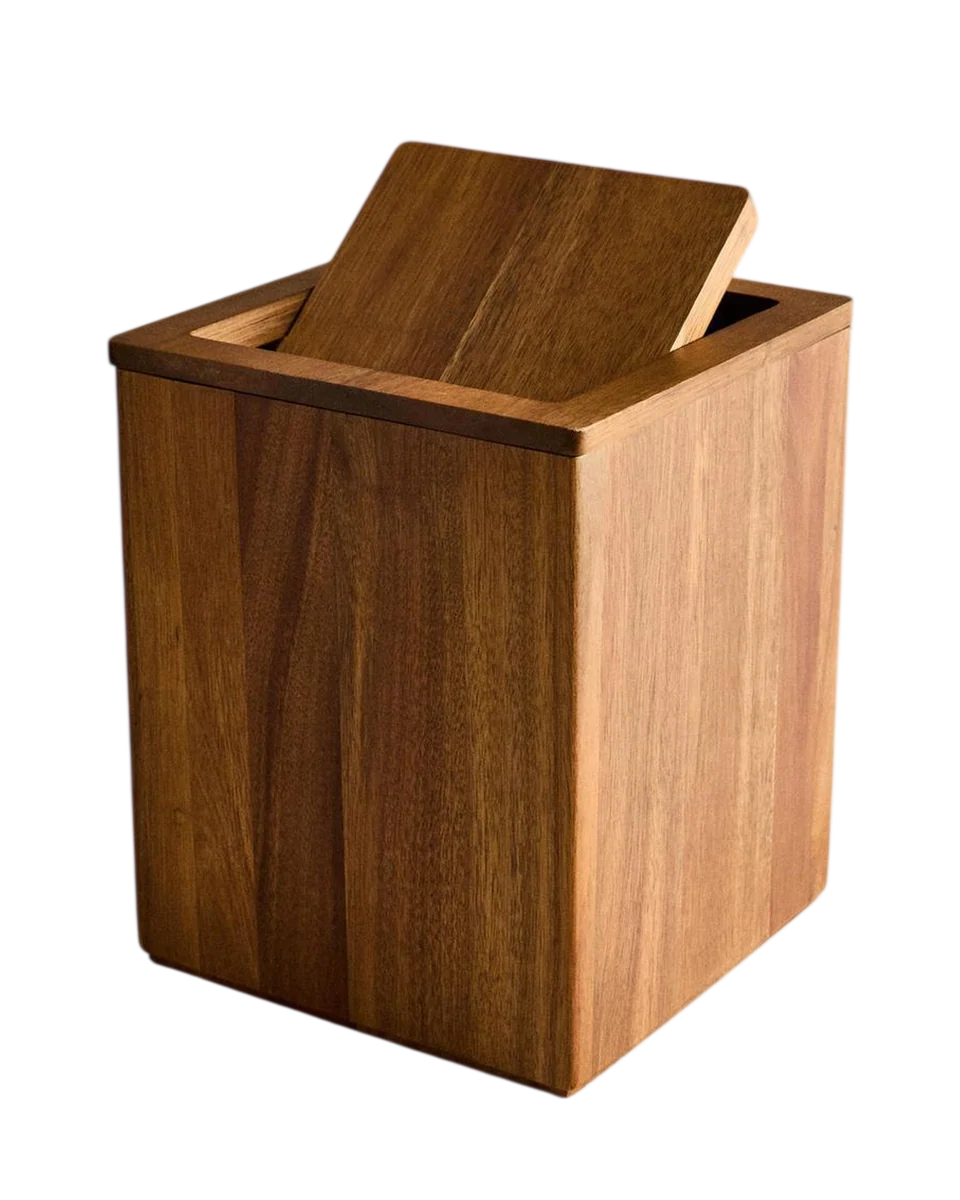 square wooden waste bin by Zara Home