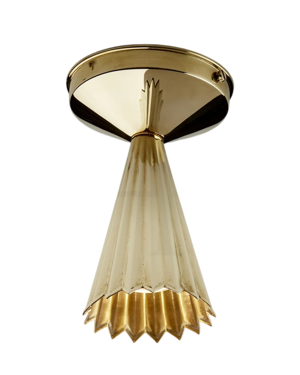 art deco ceiling light in gold by Hector Finch