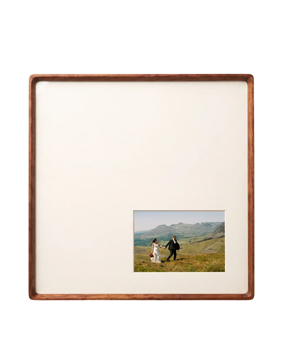 walnut gallery frame with offset mount by Stonebridge Frames