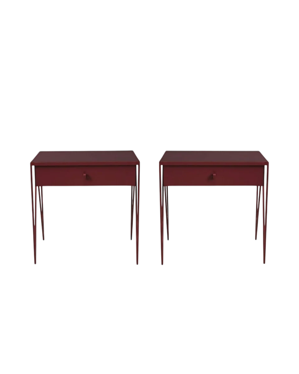 pair of burgundy nightstands - customizable by Jo Wilton and Mirka Grohn