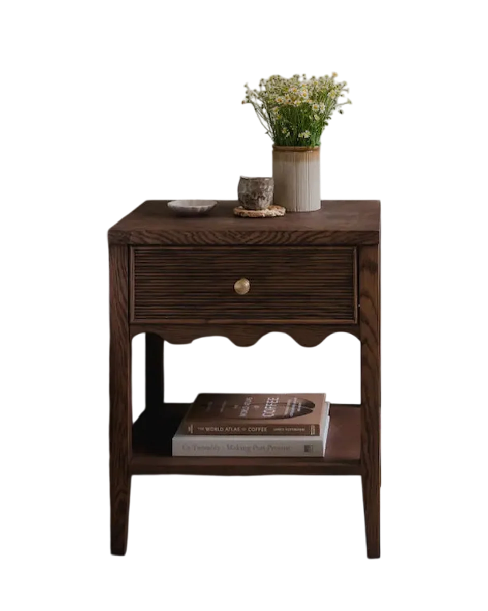 wave edge solid oak bedside table in oak by House Nine