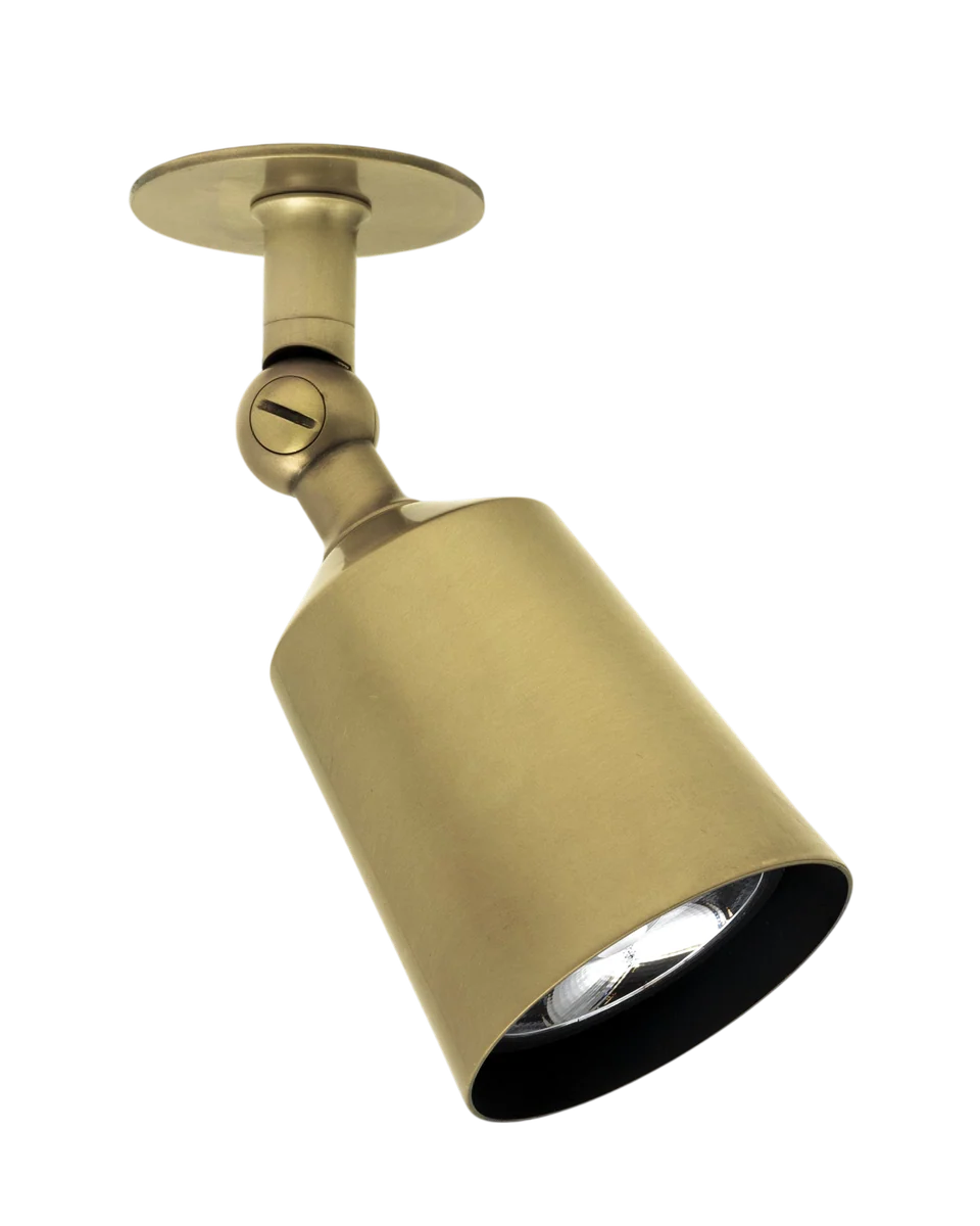antique brass single spotlight in yellow by Corston