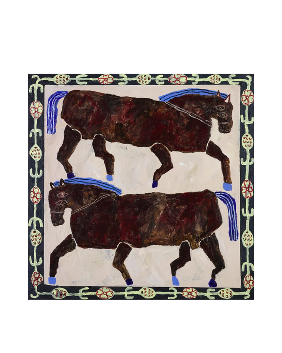two blue mares by isobel harvey by Isobel Harvey