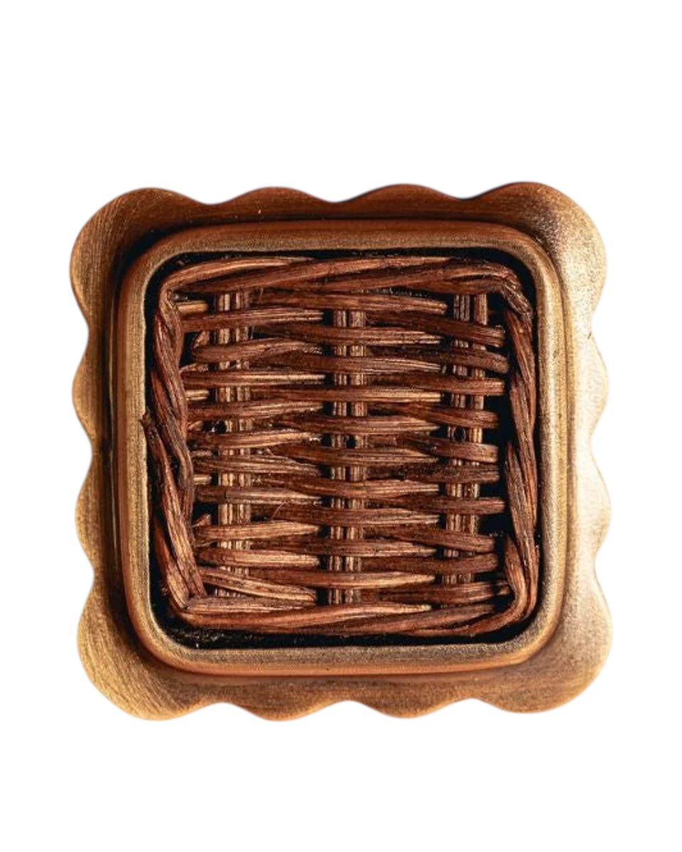 brass and rattan square knob by Hastshilp