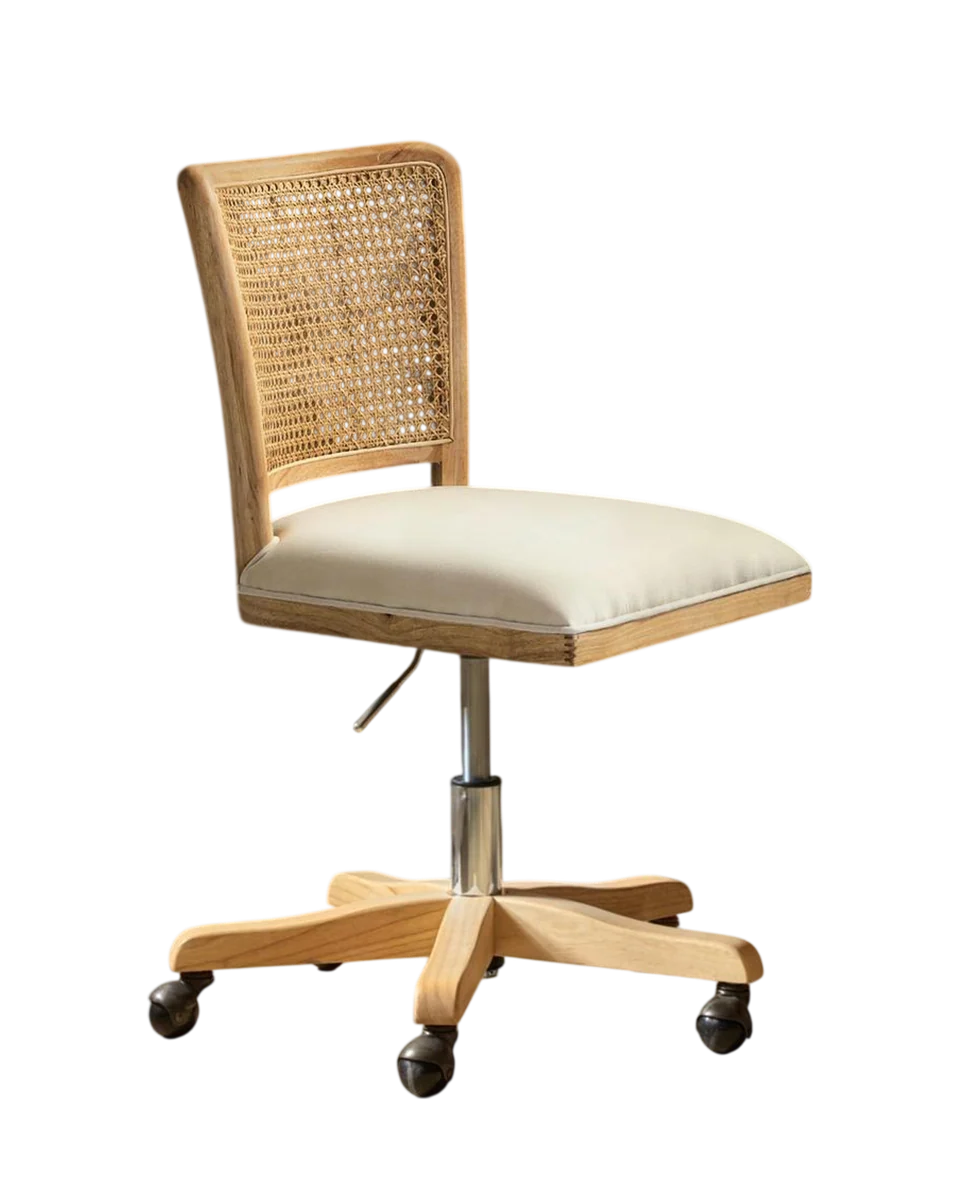 cane back swivel desk chair by Hulala Home