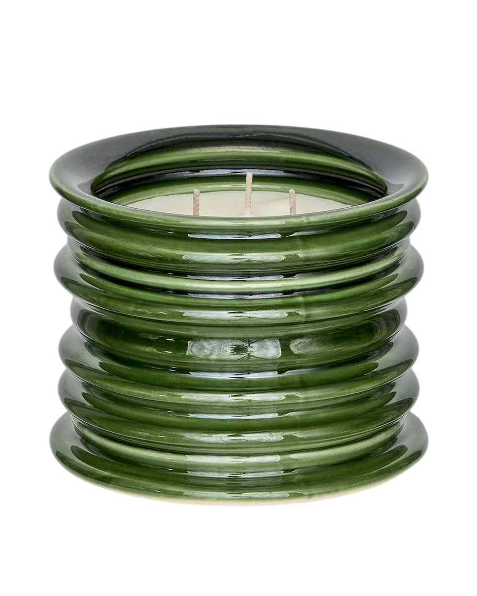 glazed green pot candle by Arket