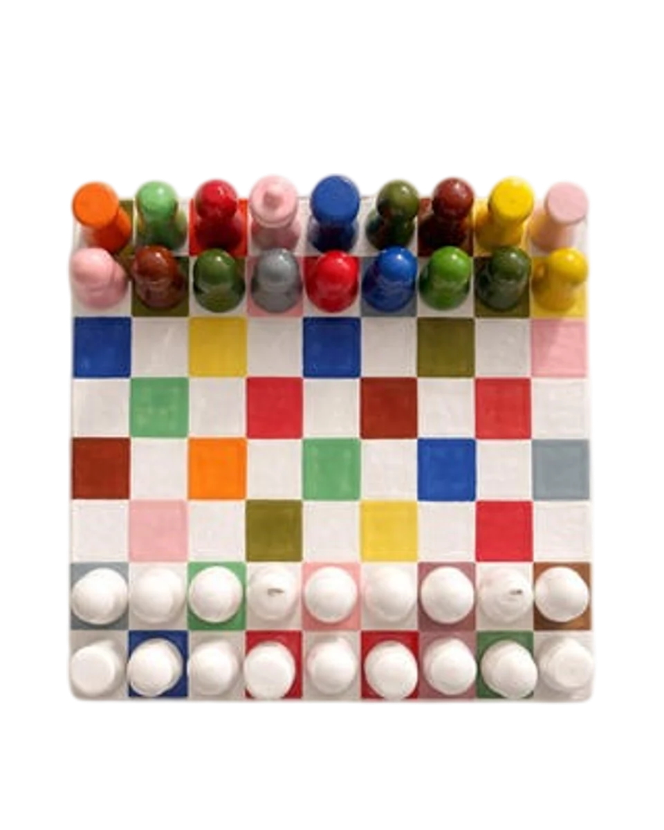handmade ceramic rainbow chess set by Etsy, view 4
