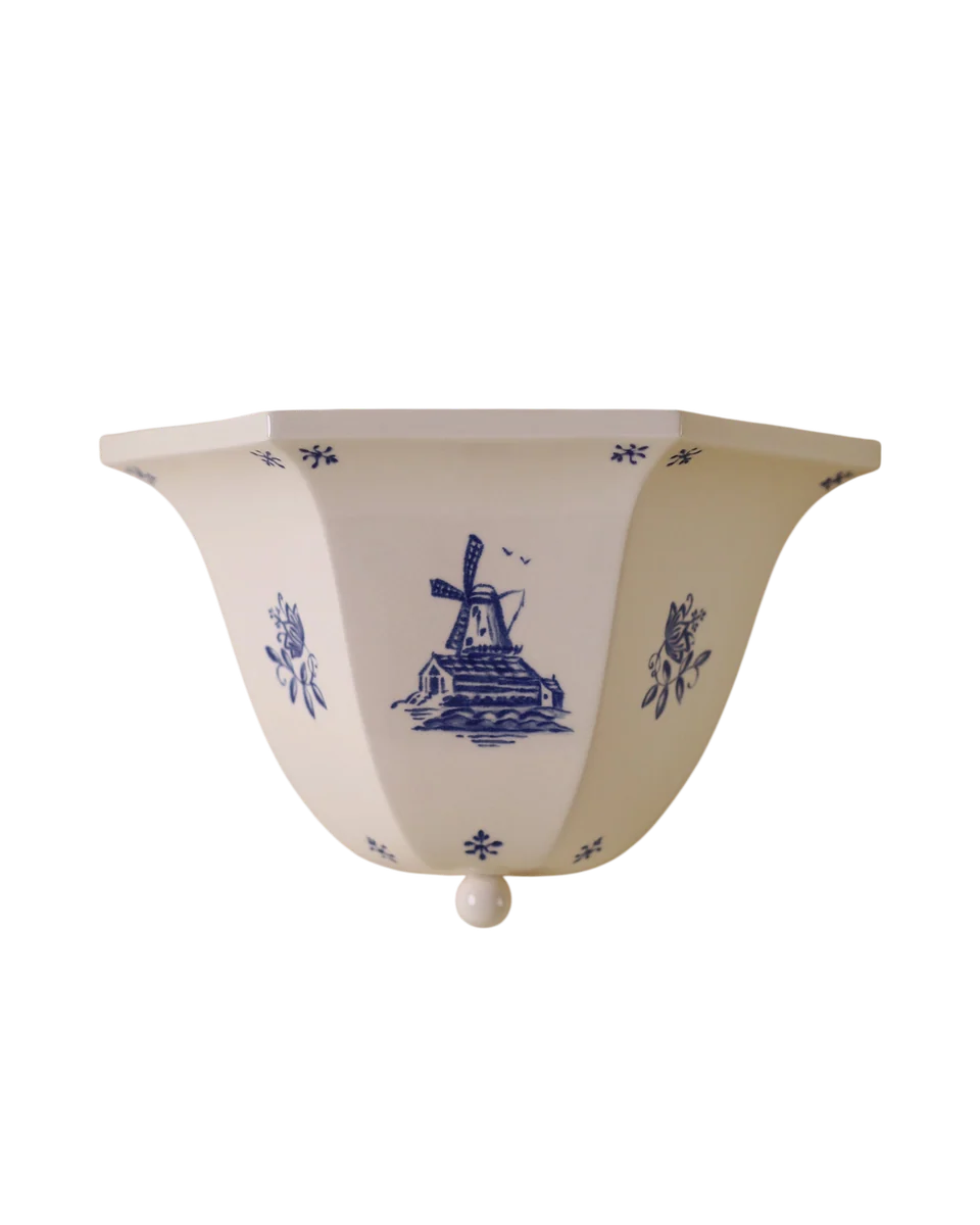delft ceramic wall light by Huey