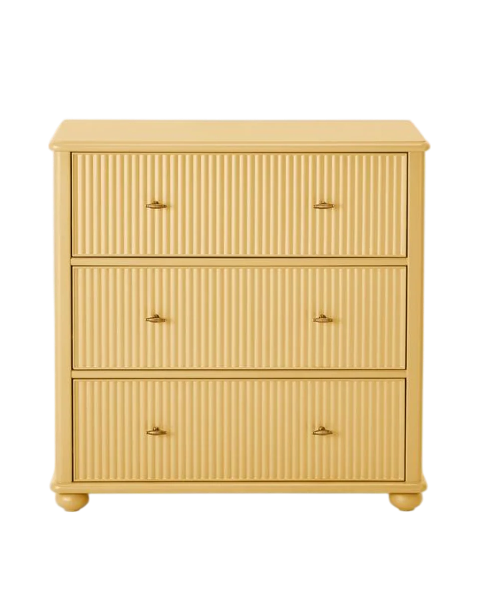 butter painted 3-drawer chest in butter by John Lewis
