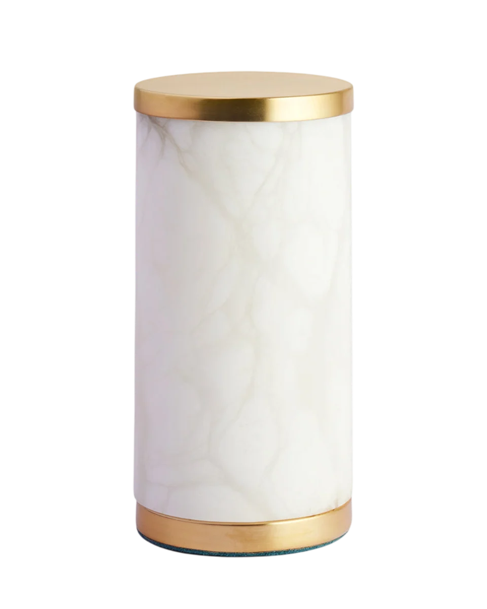 alabaster and brass rechargeable lamp by Pooky, view 6
