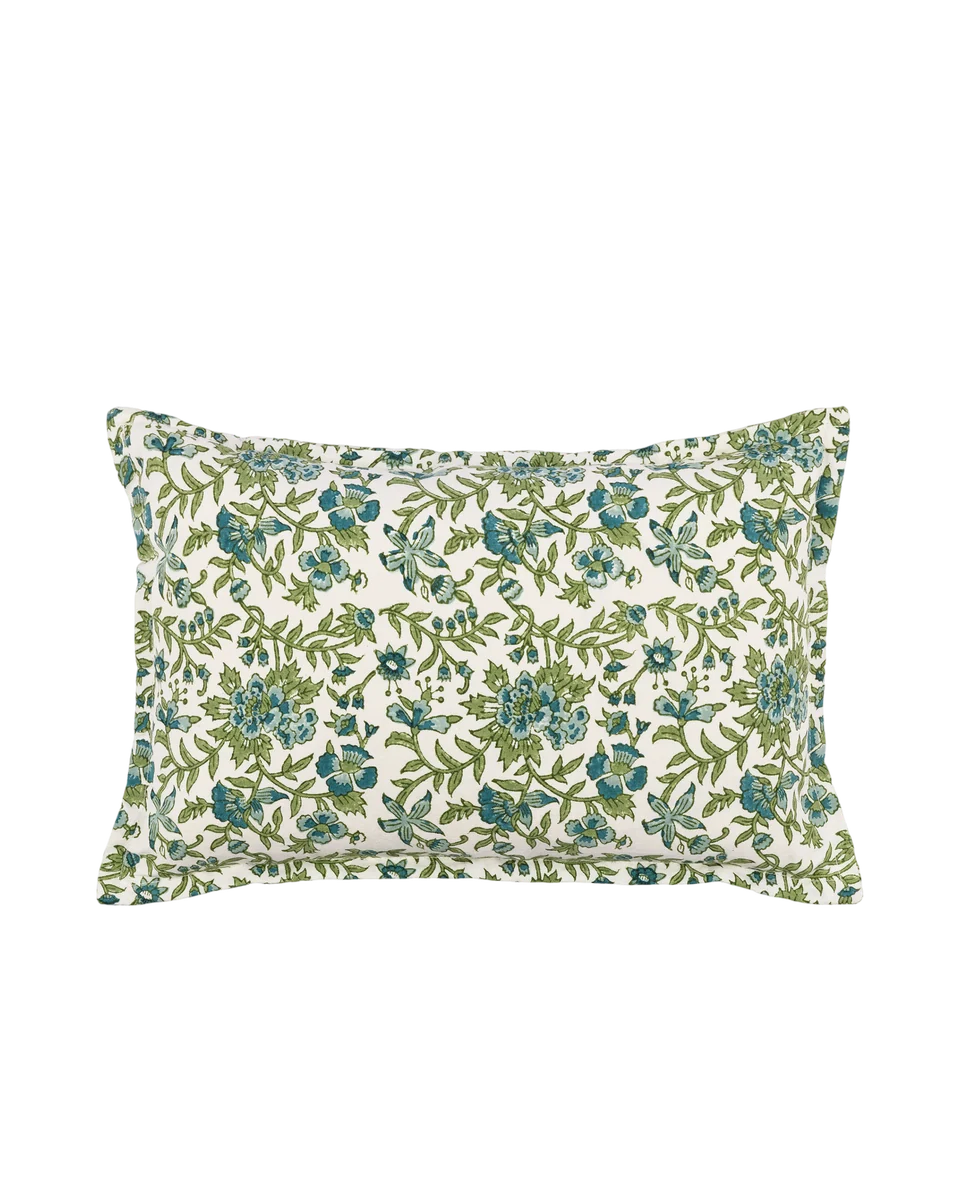 blue & green floral cushion